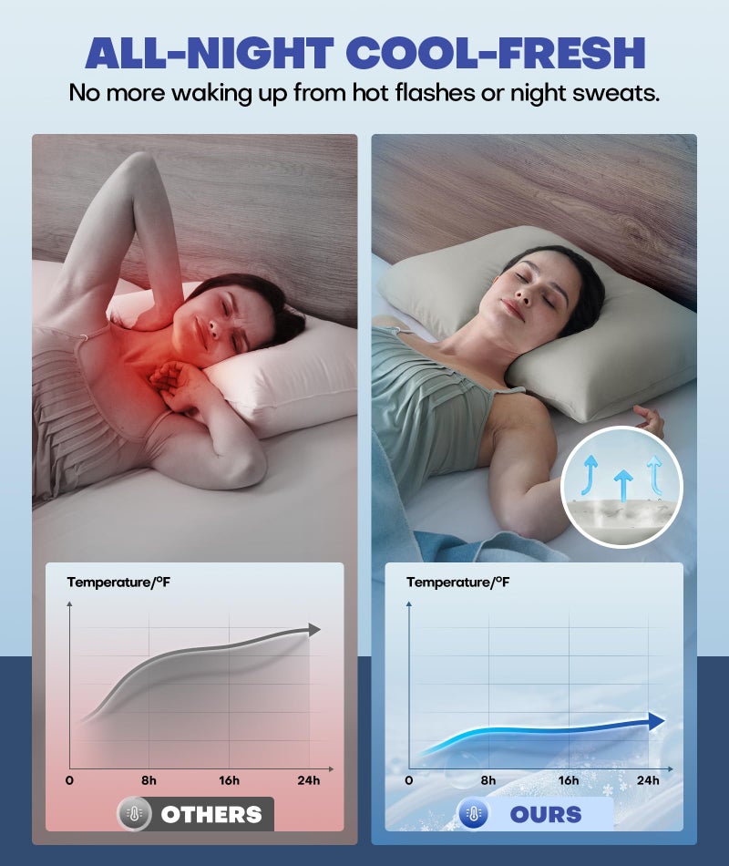 Rifens Ice Cooling Pillow Cases for Hot Sleepers  Stay Cool All Night  Smoother Than Silk Pillowcase  Luxurious Covers w/Hidden Zipper for Hair Skin  Birthday Gifts for Men Women Mom (Light Gray  Standard) - Image 3